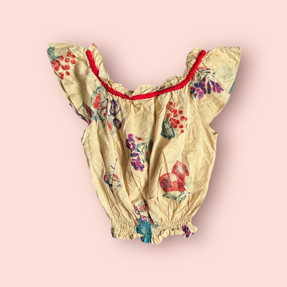 Vintage 1980s Floral Ruffle Sleeve Blouse
